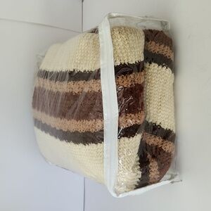 Vintage Afghan with  Fringe Hand Made  Earthy Colors Boho